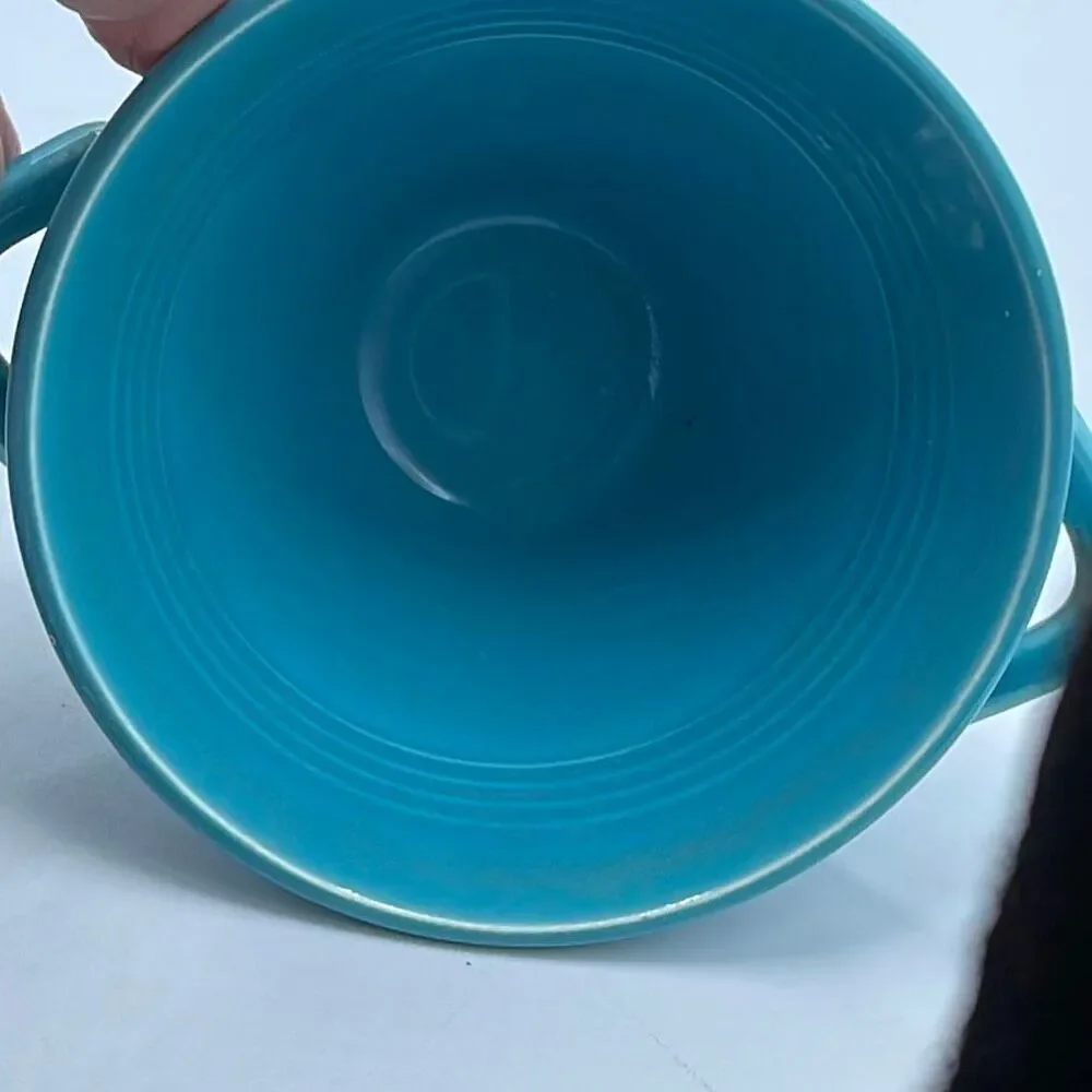 Vintage Homer Laughlin Harlequin sugar bowl in Turquoise.